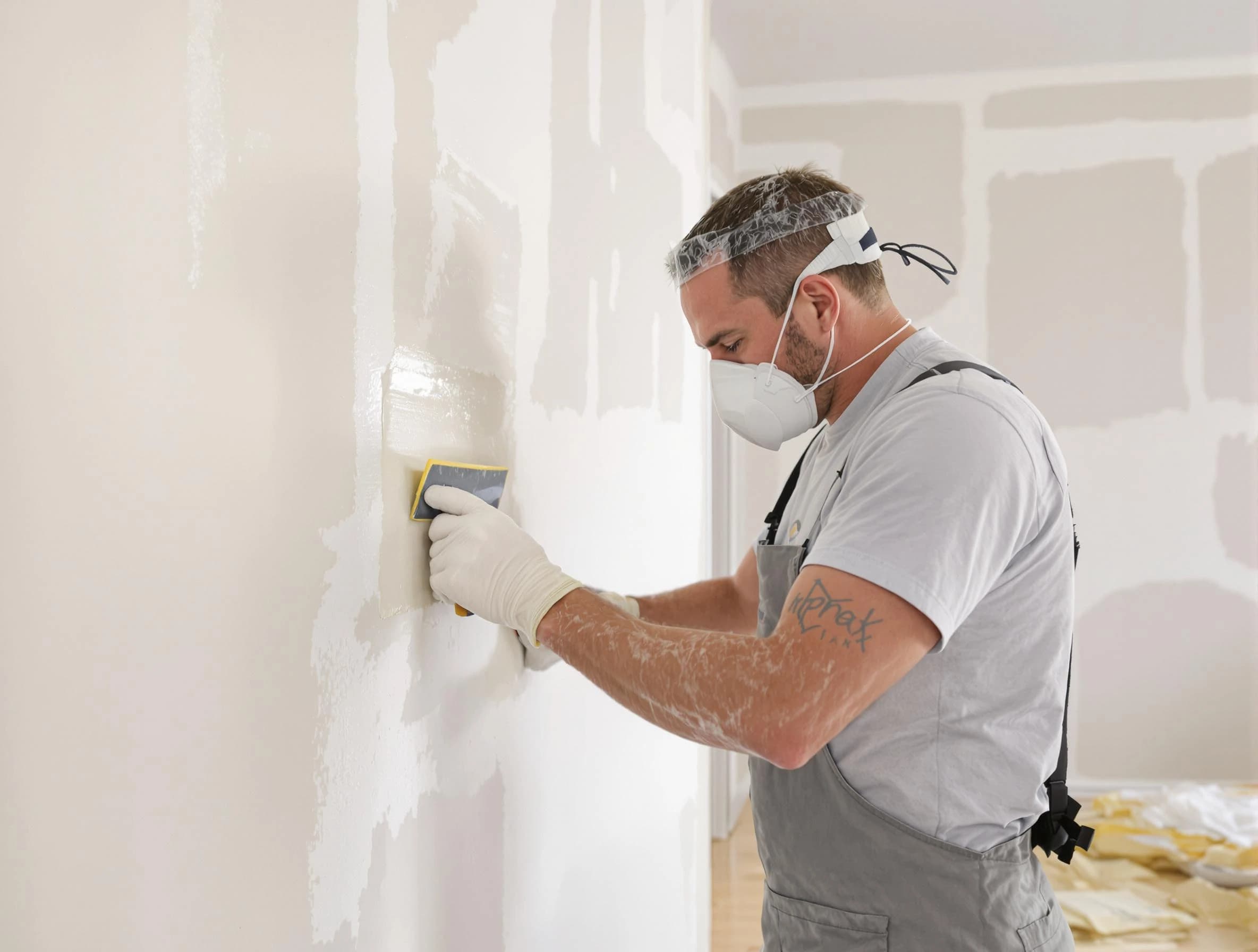 Queen Creek House Painters technician applying mud to drywall seams in Queen Creek, AZ